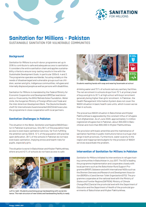 Factsheet on the activities by Sanitation for Millions in Pakistan
