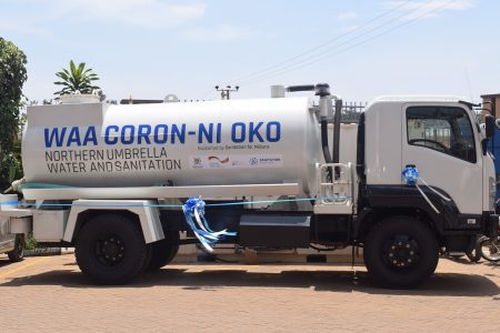 Faecal sludge truck in northern Uganda