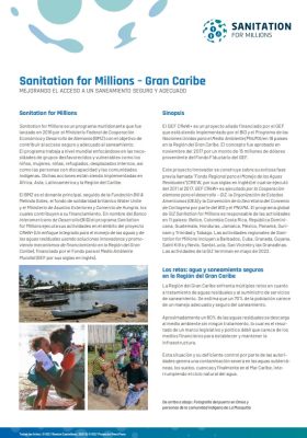 Factsheet WCR Cover ESP Spanish factsheet on the activities by Sanitation for Millions in the Wider Caribbean Region