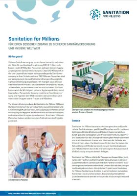 FactsheetGDE First page of the German factsheet on the activities of Sanitation for Millions